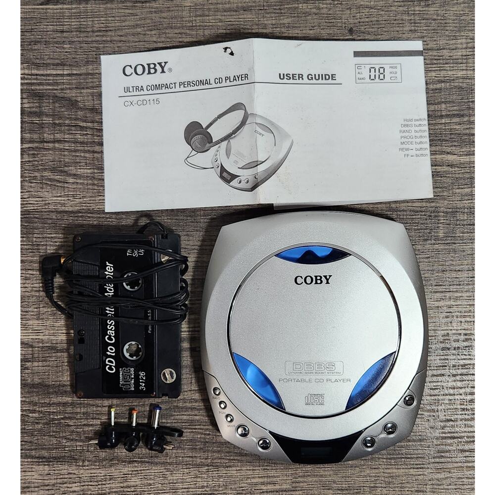 Coby CX-CD115 Tested Vintage Personal CD Player W/ Manual & Accessories For Car